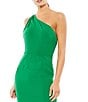 Mac Duggal Asymmetrical Ruched One Shoulder Sleeveless Open Back Detail Trumpet Sheath Gown, Color:Emerald - Image 3