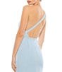 Mac Duggal Asymmetrical Ruched One Shoulder Sleeveless Open Back Detail Trumpet Sheath Gown, Color:Powder Blue - Image 4