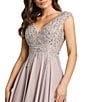 Mac Duggal Beaded Applique Bodice V-Neck Sleeveless A-Line Gown, Color:Vintage Lilac - Image 3