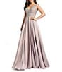 Mac Duggal Beaded Applique Bodice V-Neck Cap Sleeve A-Line Gown - Image 4