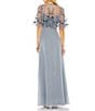 Mac Duggal Beaded Cape Overlay A-Line Gown, Color:Slate Blue - Image 2