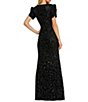 Mac Duggal Beaded Crew Neck Ruched Short Sleeve Gown - Image 2