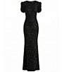 Mac Duggal Beaded Crew Neck Ruched Short Sleeve Gown - Image 4
