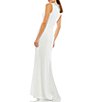Color:White - Image 2 - Beaded Crew Neck Sleeveless Thigh High Slit Trumpet Gown