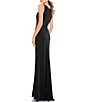 Color:Black - Image 2 - Beaded Crew Neck Sleeveless Thigh High Slit Trumpet Gown