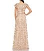 Color:Rose Gold - Image 2 - Beaded Embroidered V-Neck Flutter Sleeve Gown