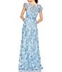 Mac Duggal Beaded Embroidered V-Neck Flutter Sleeve Gown, Color:Blue - Image 2