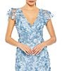 Mac Duggal Beaded Embroidered V-Neck Flutter Sleeve Gown, Color:Blue - Image 3