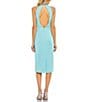 Mac Duggal Beaded Halter Neck Sleeveless Open Back Detail Sheath Dress, Color:Aqua - Image 2
