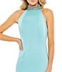 Mac Duggal Beaded Halter Neck Sleeveless Open Back Detail Sheath Dress, Color:Aqua - Image 3