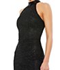 Color:Black - Image 3 - Beaded Halter Neck Sleeveless Sheath Midi Dress