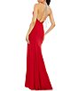 Color:Red - Image 2 - Beaded Halter Neck Sleeveless Thigh High Slit Open Back Detail Gown