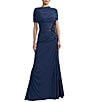 Mac Duggal Beaded Jersey Draped Capelet Top Column Gown - Image 1