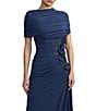 Mac Duggal Beaded Jersey Draped Capelet Top Column Gown - Image 3