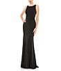 Color:Black - Image 1 - Beaded Jeweled Crew Neck Sleeveless Sheath Gown