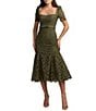 Mac Duggal Beaded Lace Short Sleeve Midi Dress - Image 1