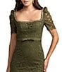 Mac Duggal Beaded Lace Short Sleeve Midi Dress - Image 3