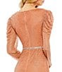 Color:Copper - Image 4 - Beaded Long Puffed Sleeve Surplice V-Neck Midi Dress