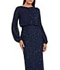 Mac Duggal Beaded Mesh Long Sleeve Blouson Gown - Image 3