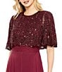 Mac Duggal Beaded Overlay Tulle Crew Neck A-Line Gown, Color:Aubergine - Image 3