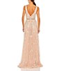 Color:Blush - Image 2 - Beaded Sequin Embellished V-Neck Sleeveless A-Line Gown