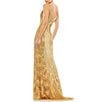 Color:Gold - Image 2 - Beaded Sequin V-Neck Sleeveless Thigh High Side Slit Gown