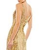 Color:Gold - Image 4 - Beaded Sequin V-Neck Sleeveless Thigh High Side Slit Gown