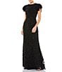 Mac Duggal Beaded Short Flutter Sleeve Crew Neck Sheath Gown, Color:Black - Image 1