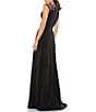 Color:Black - Image 2 - Beaded Shoulder Deep V-Neck Cap Sleeve Thigh High Slit A-Line Gown