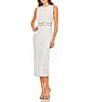Mac Duggal Beaded Sleeveless Crew Neck Midi Dress, Color:White - Image 1
