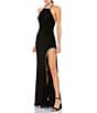 Mac Duggal Beaded Trim Halter Neck Gown - Image 1