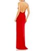 Mac Duggal Beaded Trim Halter Neck Gown, Color:Red - Image 2