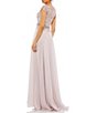 Color:Rose - Image 2 - Beaded V-Neck Cap Sleeve A-Line Gown