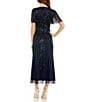 Mac Duggal Beaded V-Neck Flutter Sleeve Faux Wrap Midi Dress, Color:Midnight - Image 2