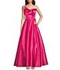 Color:Hot Pink - Image 1 - Bow Front Strapless Ball Gown