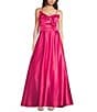 Color:Hot Pink - Image 3 - Bow Front Strapless Ball Gown