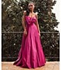 Color:Hot Pink - Image 6 - Bow Front Strapless Ball Gown