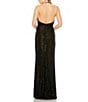 Color:Black - Image 2 - Bow Halter Keyhole Neckline Sequin Gown