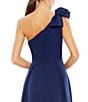 Mac Duggal Bow One Shoulder Front Slit Asymmetrical A-Line Gown, Color:Midnight - Image 4