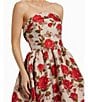 Mac Duggal Brocade Floral Print Strapless Sleeveless Ruffle Ball Gown, Color:White Multi - Image 3