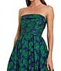 Mac Duggal Brocade Floral Strapless Sleeveless A-Line Dress, Color:Emerald Multi - Image 3