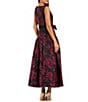Mac Duggal Brocade Sating Bow Detail Sleeveless Midi Dress, Color:Magenta Multi - Image 2