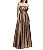Mac Duggal Brocade Strapless Bow Detail Gown - Image 1