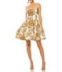 Color:Bronze - Image 1 - Brocade Strapless Fit and Flare Mini Dress