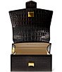 Color:Black - Image 3 - Buckled Mini Croco Leather Crossbody Bag
