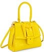 Color:Sunshine - Image 1 - Buckled Mini Croco Leather Crossbody Bag