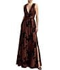 Mac Duggal Burnout Chiffon Sleeveless V Neck A Line Gown - Image 4