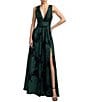 Mac Duggal Burnout Chiffon Sleeveless V Neck A Line Gown - Image 1