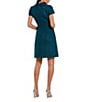 Mac Duggal Cap Sleeve Collared Boucle Button Up Dress, Color:Teal - Image 2
