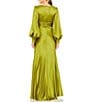 Mac Duggal Charmeuse V-Neck Long Bishop Sleeve Gown, Color:Apple Green - Image 2